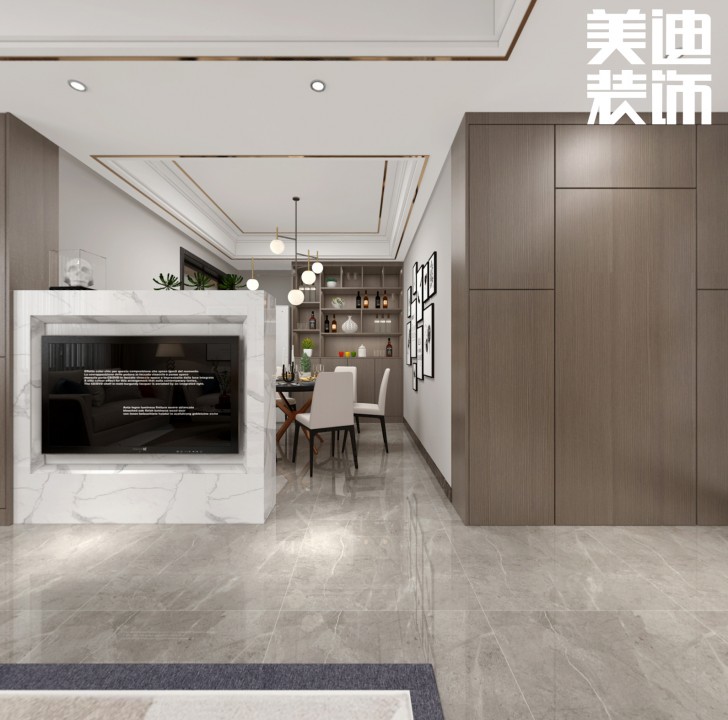 三湘小区120㎡现代轻奢风格案例效果图--餐厅