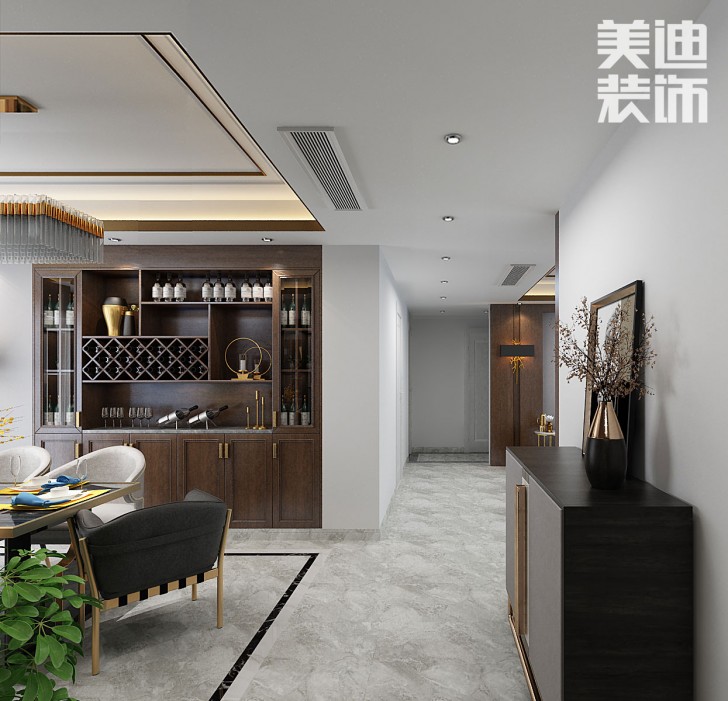 吉首新豪园小区170平米新中式风装修案例效果图-过道