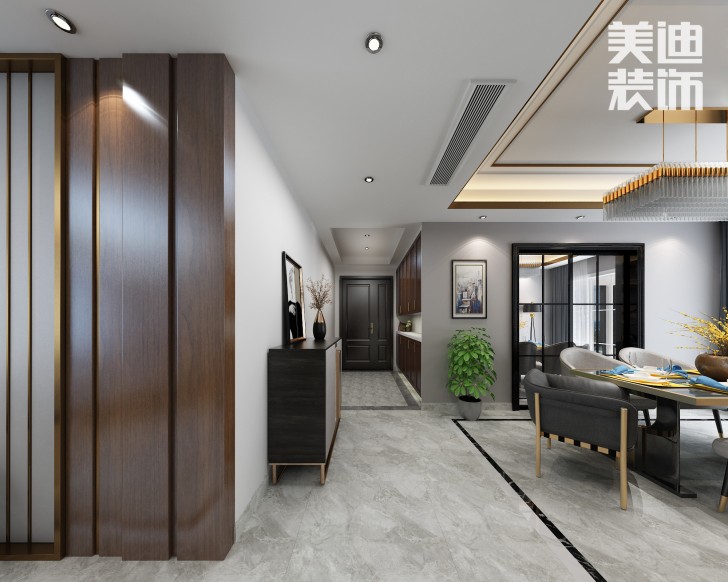 吉首新豪园小区170平米新中式风装修案例效果图-过道