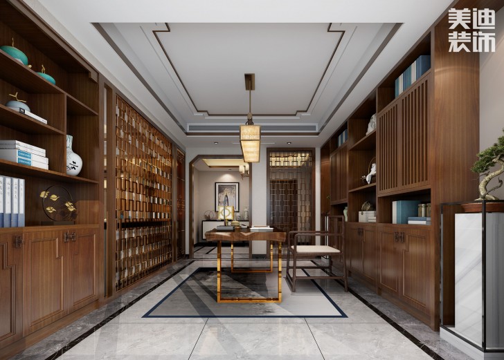 吉首新豪园小区170平米新中式风装修案例效果图-茶室