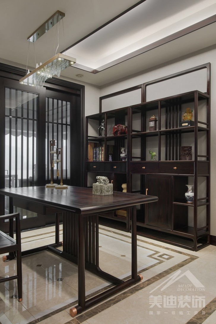 北辰定江洋285平米新中式风装修案例实拍图-茶室