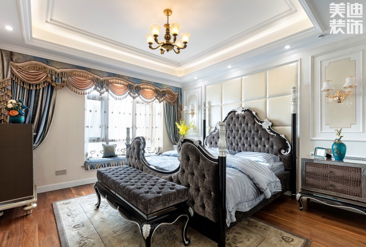 双湾国际215平米法式轻奢风装修案例实拍图-卧室