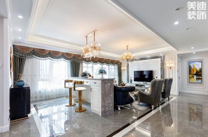 双湾国际215平米法式轻奢风装修案例实拍图-吧台