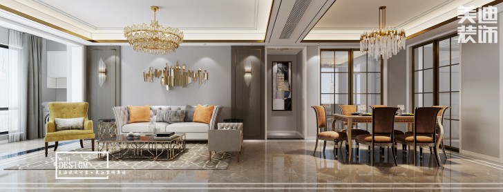 八方小区160平米现代轻奢风装修案例效果图)
