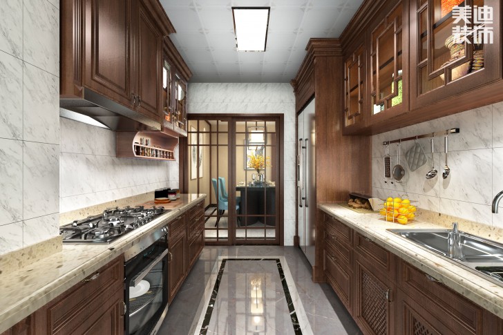 吉首新豪园小区170平米新中式风装修案例效果图-厨房