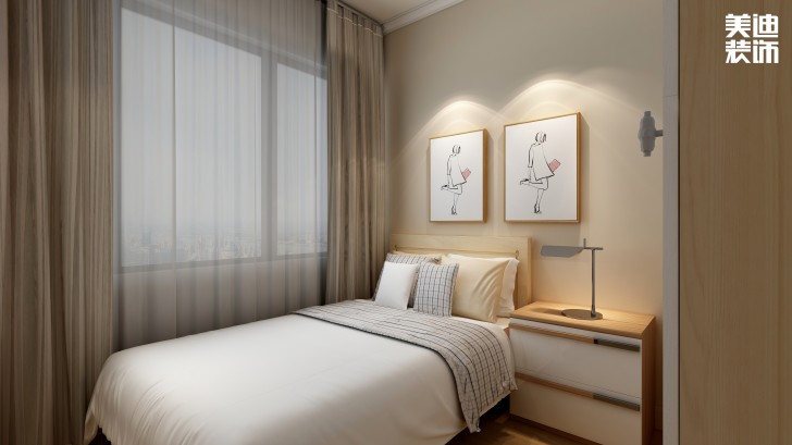 美莱美城市广场97㎡北欧风格案例效果图--卧室