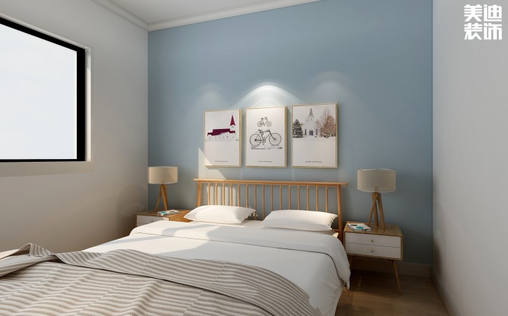 美莱美城市广场97㎡北欧风格案例效果图--卧室
