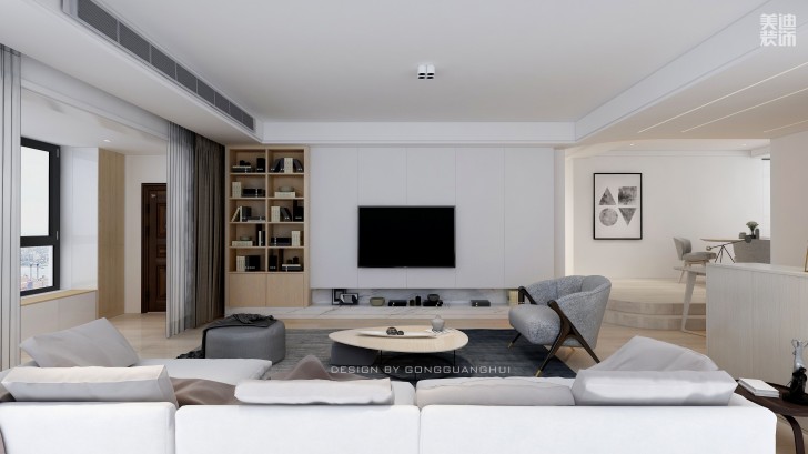 八方小区160㎡北欧风格案例效果图