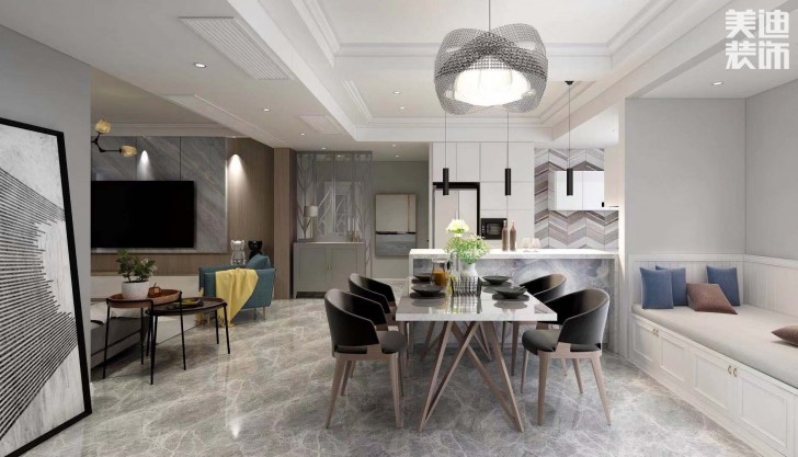 长盛岚庭105㎡现代风格案例效果图