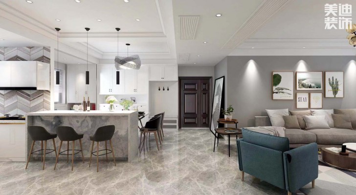 长盛岚庭105㎡现代风格案例效果图