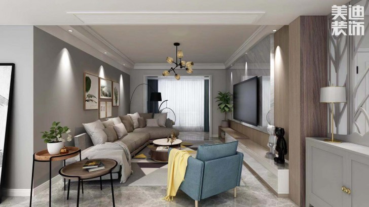 长盛岚庭105㎡现代风格案例效果图