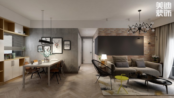 阳光城·尚东湾89㎡工业风格案例效果图