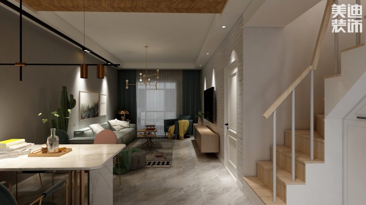 阳光城98㎡北欧风格案例效果图