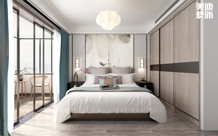 北城三角洲194平方米新中式风格案例效果图--卧室