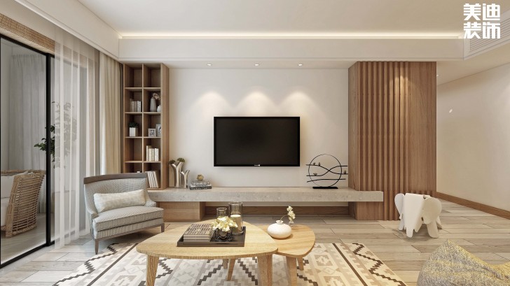 江山帝景160平方米日式风格案例效果图--客厅