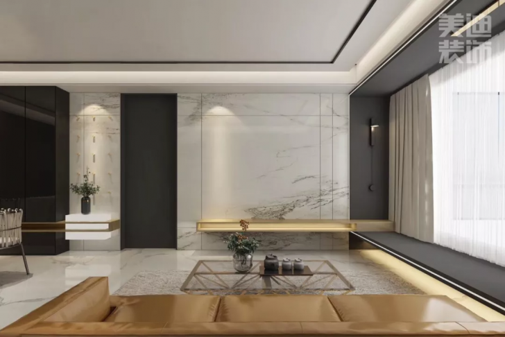 景秀世纪140平方米现代风格案例效果图--客厅