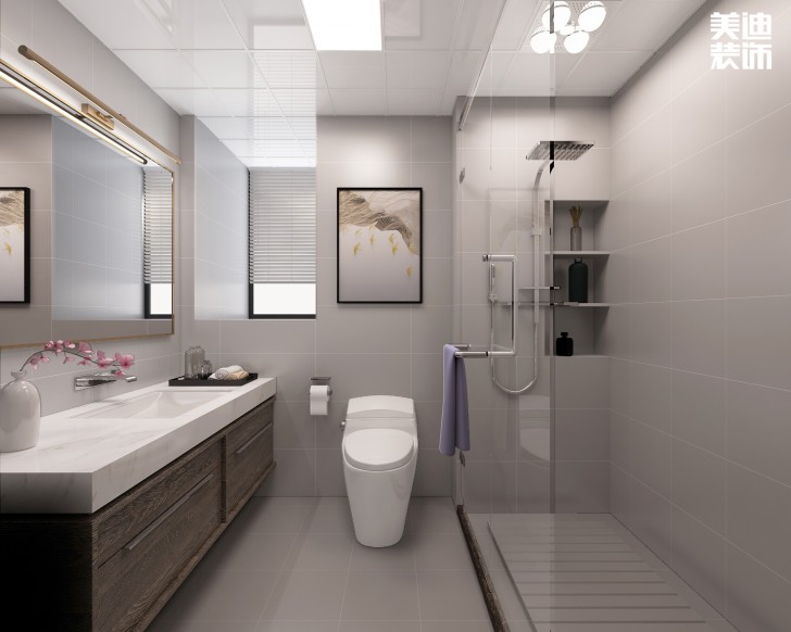 北城三角洲194平方米新中式风格案例效果图--卫生间