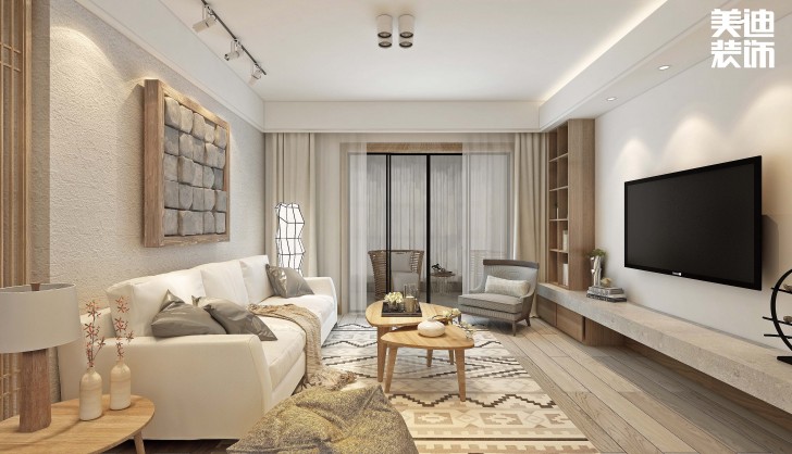 江山帝景160平方米日式风格案例效果图--客厅