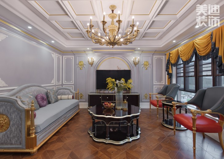 五矿沁园金城300平方米法式风格案例效果图--客厅