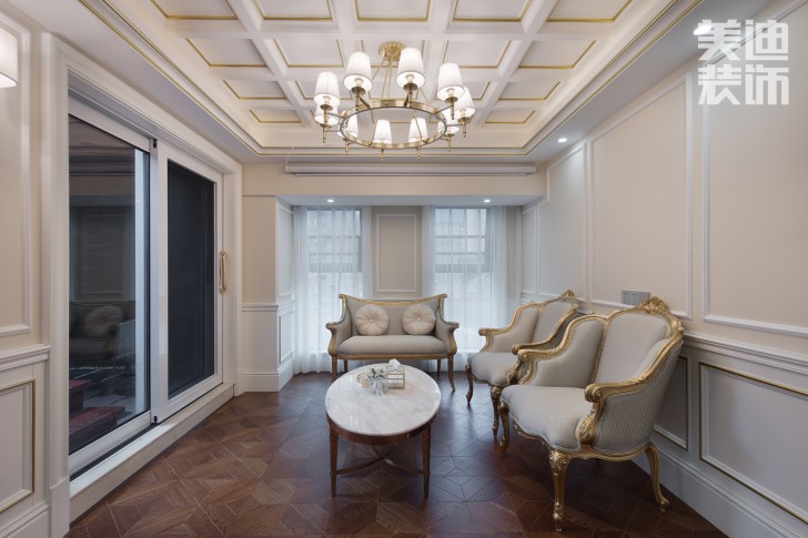 五矿沁园金城300平方米法式风格案例效果图--客厅