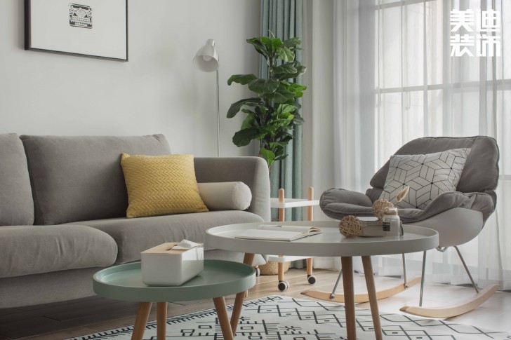 鑫远御文台100平方米北欧风格案例效果图--客厅