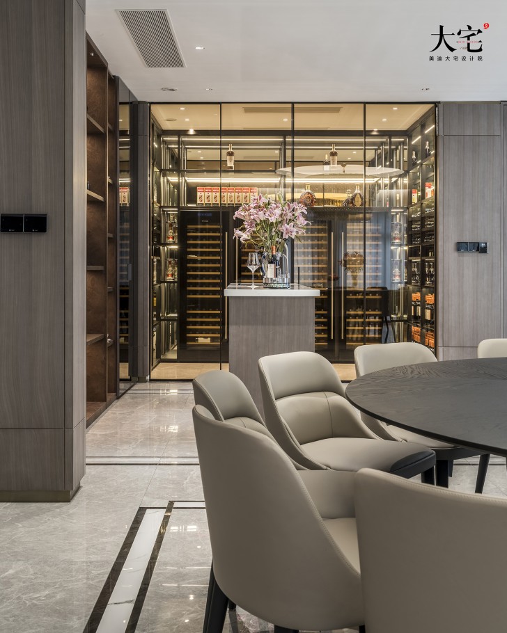 青竹湖曦园800平方米现代极简风案例效果图-餐厅