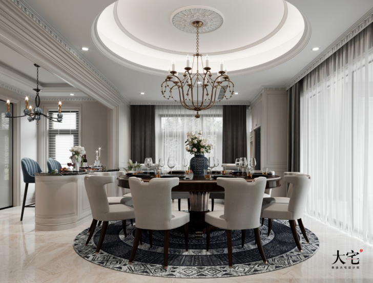 格兰小镇430平方米轻奢法式风格案例效果图-餐厅