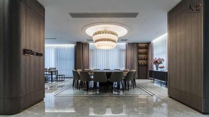 青竹湖曦园800平方米现代极简风案例效果图-餐厅