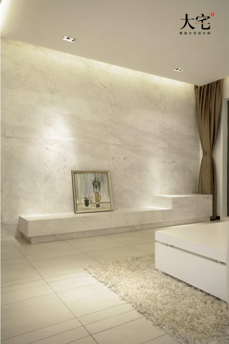 卓越蔚蓝海岸145平方米现代极简风案例效果图-客厅