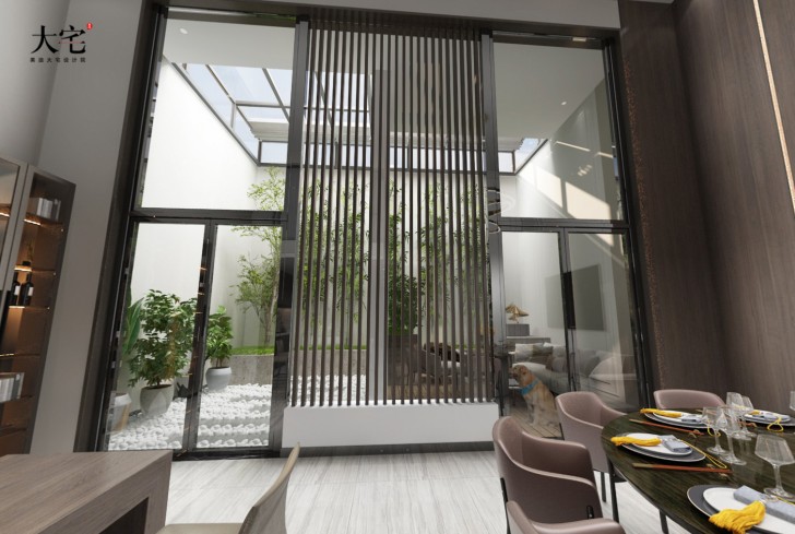 恒基旭辉湖山赋500平方米现代轻奢风格案例效果图-餐厅