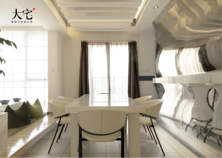 卓越蔚蓝海岸145平方米现代极简风案例效果图-餐厅