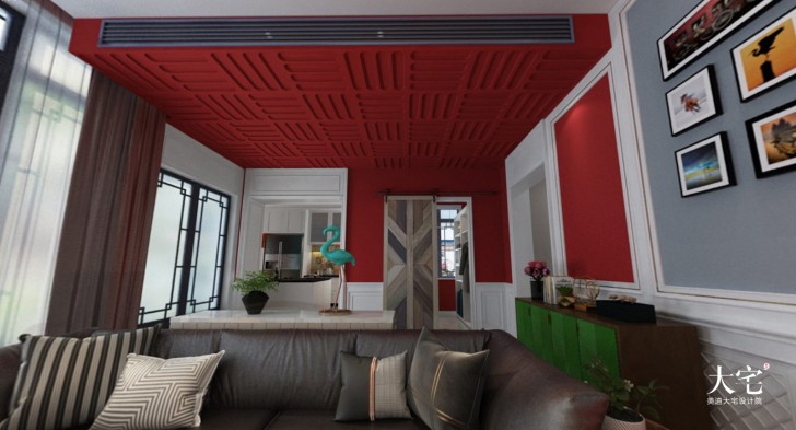 绿城高尔夫小镇300平方米美式风格案例效果图-客厅