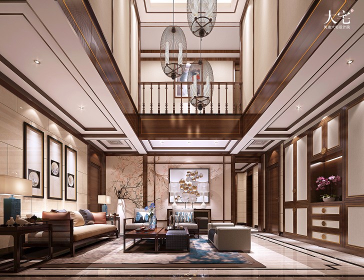 青竹湖闻莺苑800平方米新中式风格案例效果图-玄关