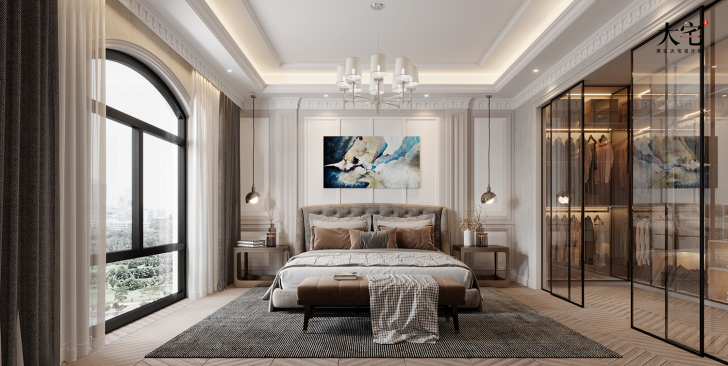 格兰小镇430平方米轻奢法式风格案例效果图-卧室