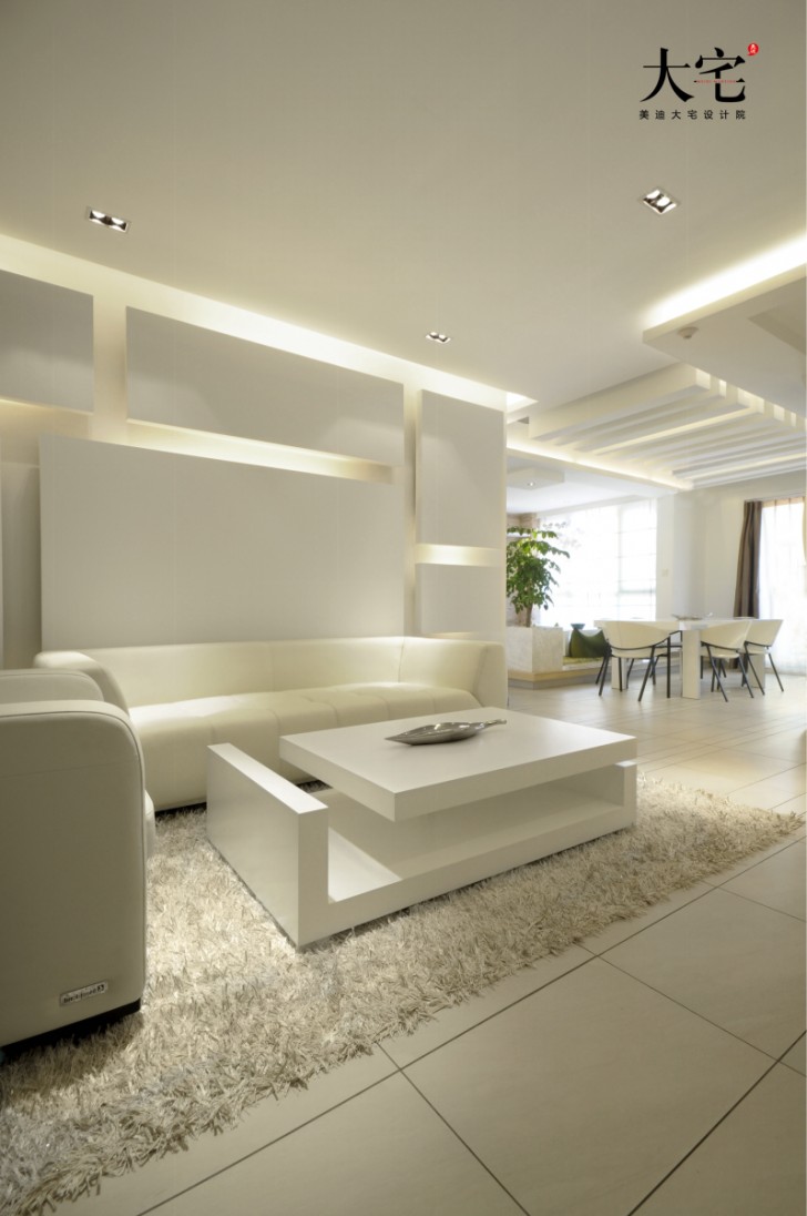 卓越蔚蓝海岸145平方米现代极简风案例效果图-客厅