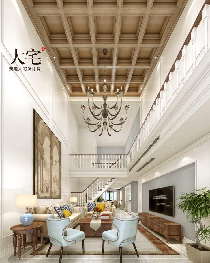 北大资源理想家园260平方米简美风格案例效果图-客厅