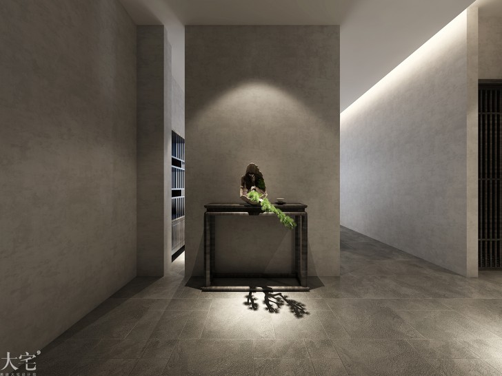 树木岭自然公寓120平方米新中式风格茶室案例效果图-端景台