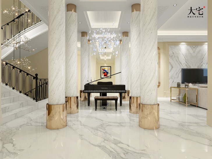 青竹园云树苑800平方米现代轻奢风格案例效果图-过道