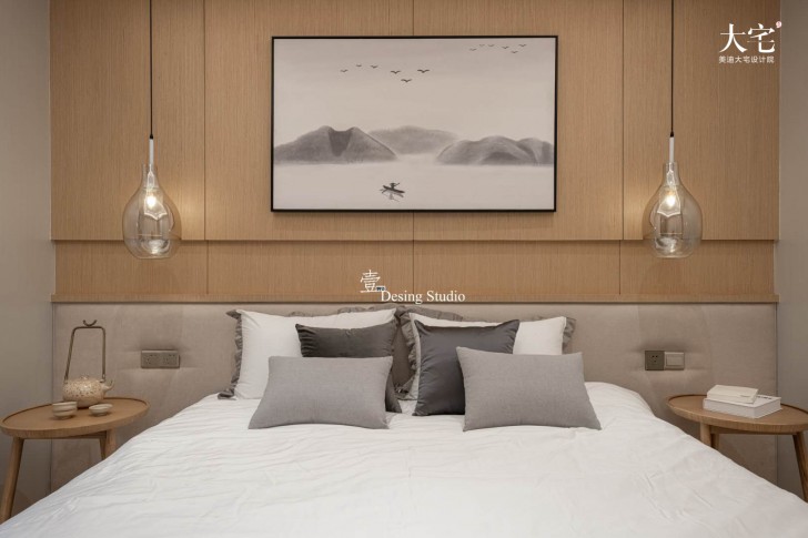藏珑390平方米禅意新中式风格案例效果图-卧室