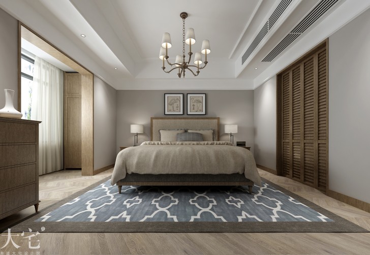水印加州300平方米美式风格案例效果图-卧室