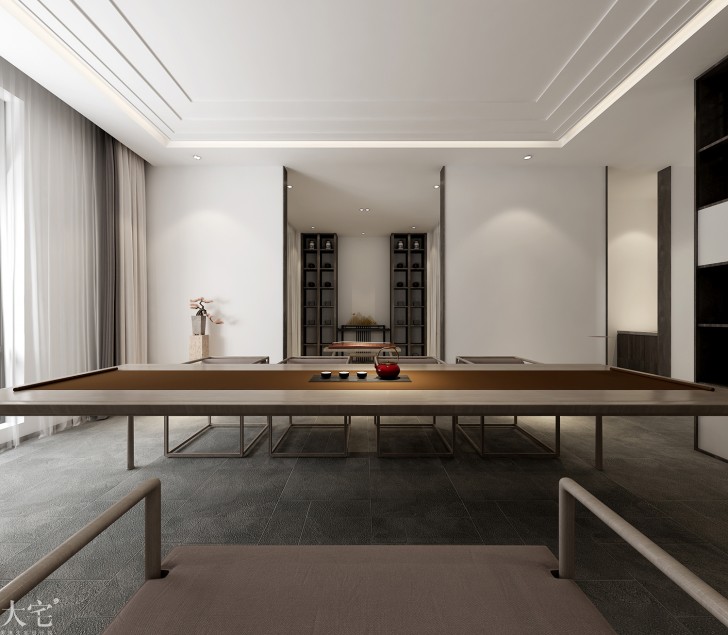 树木岭自然公寓120平方米新中式风格茶室案例效果图-主泡台