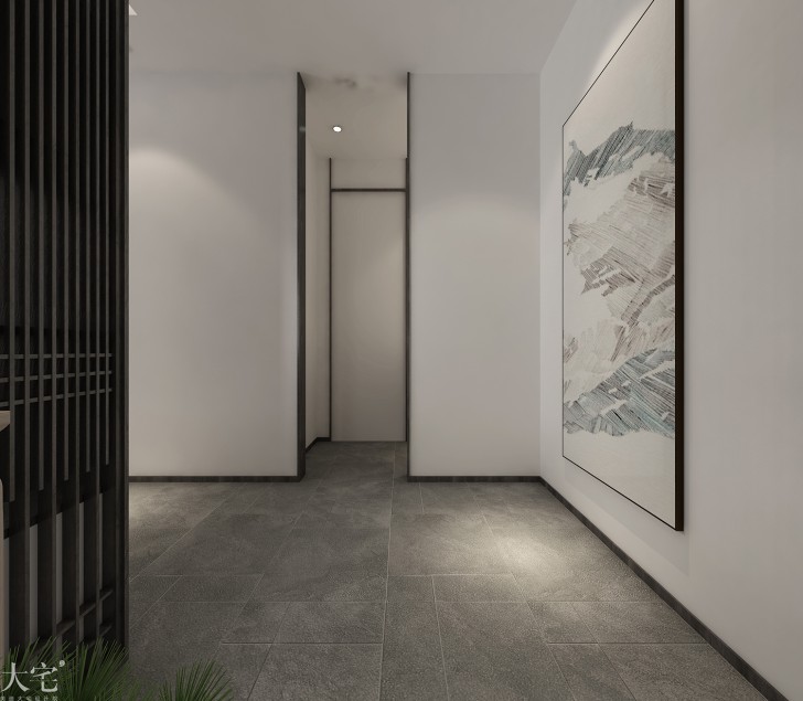 树木岭自然公寓120平方米新中式风格茶室案例效果图-过道