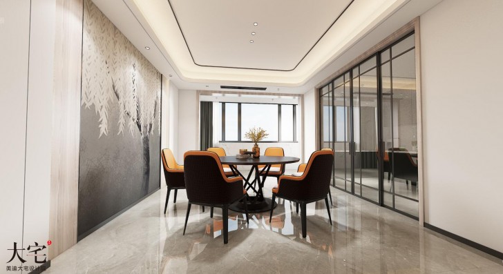 湘江壹号245平方米现代风格案例效果图-餐厅