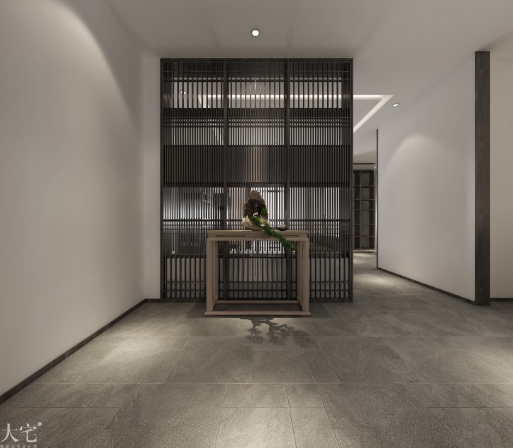 树木岭自然公寓120平方米新中式风格茶室案例效果图-玄关