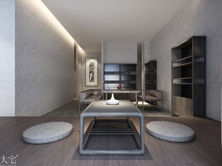 树木岭自然公寓120平方米新中式风格茶室案例效果图-茶亭