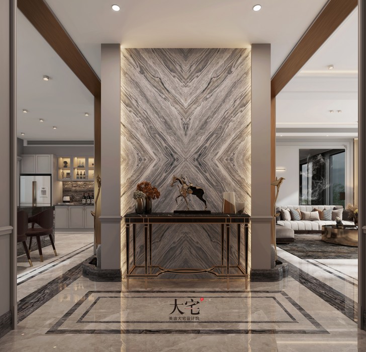 北大资源理想家园460平方米现代轻奢风格案例效果图-玄关