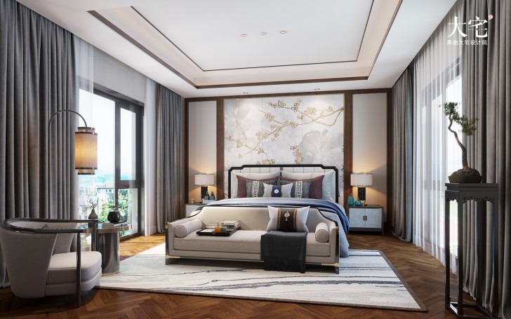 橘郡礼顿山620平方米中式风格案例效果图-卧室