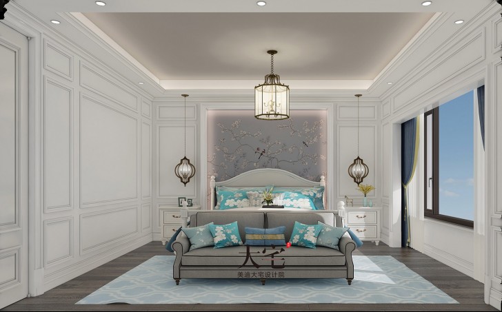 湘江壹号220平方米简美风格案例效果图-卧室