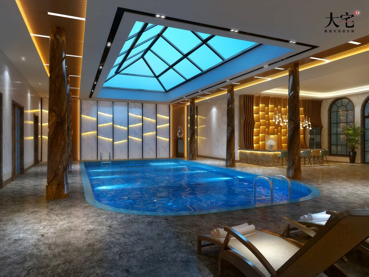 青竹园云树苑800平方米现代轻奢风格案例效果图-泳池