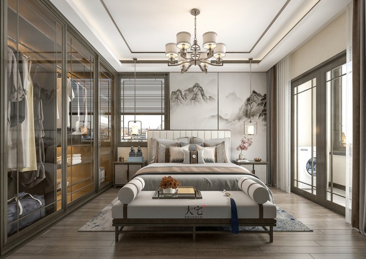 龙湖湘风原著260平方米简美风格案例效果图-卧室